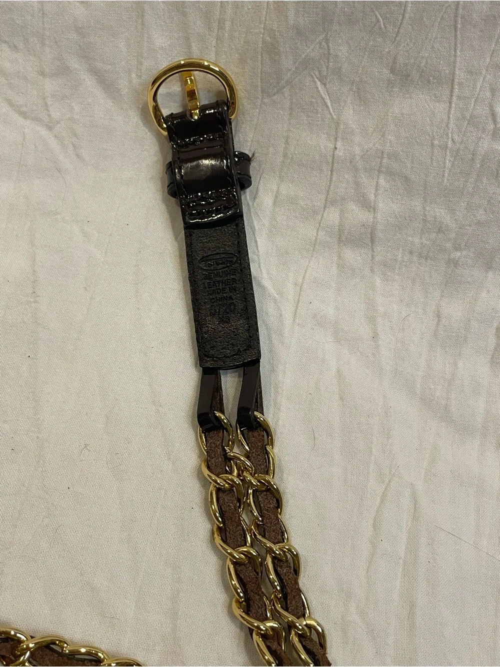 Talbots Black Leather Gold Chain Belt XS Vintage Style Statement Belt